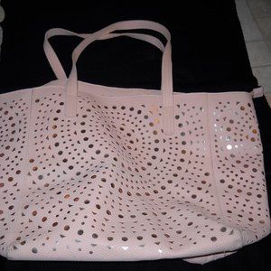 Bath And Body Works Tote Bag Zippered Blush Pale Pink Metallic background